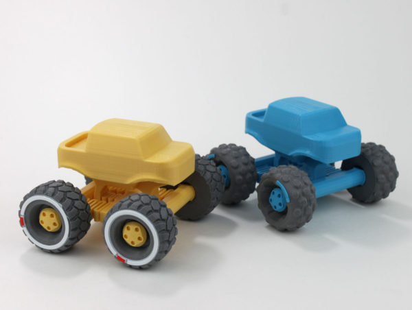 mini monster truck 3d print toy vehicle suspension flexible spring additional wheel designs
