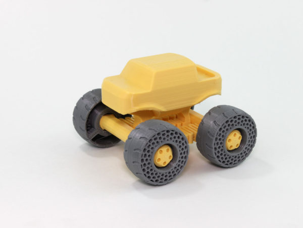 mini monster truck 3d print toy vehicle suspension flexible spring additional wheel design cushion