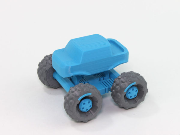 mini monster truck 3d print toy vehicle suspension flexible spring chunky additional wheel design