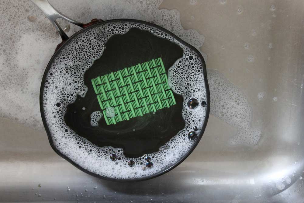 3d printing sink scrubber sink flexible sponge spring green in dish pot skillet soap