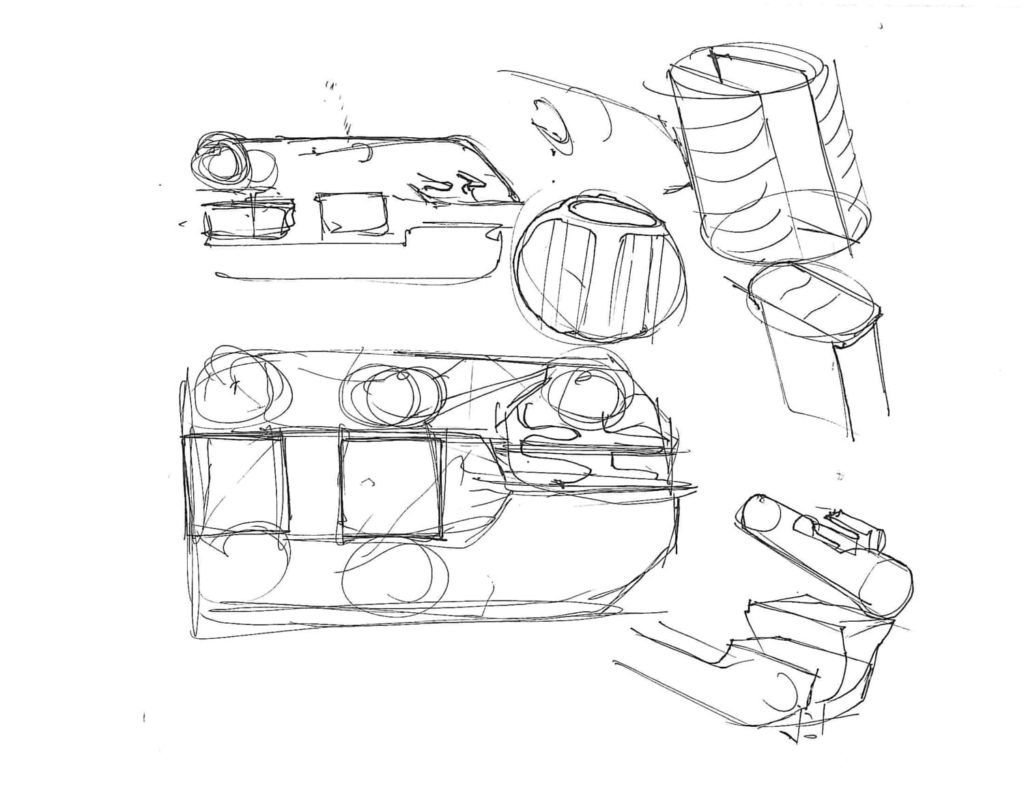 initial 3d printing clamp design concept sketches idea industrial design