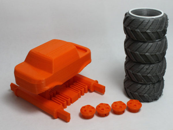 3d print mini monster truck vehicle disassembled design parts